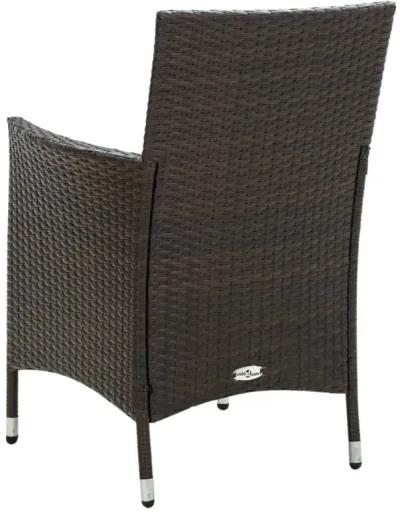 vidaXL Patio Chairs with Cushions 2 pcs Poly Rattan Brown