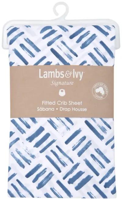 Lambs & Ivy Signature Crosshatch Organic Cotton Navy Blue Fitted Crib Sheet