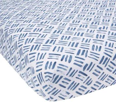 Lambs & Ivy Signature Crosshatch Organic Cotton Navy Blue Fitted Crib Sheet