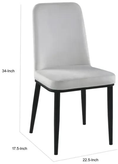 Lane 23 Inch Side Dining Chair, Gray Velvet, Armless, Black Metal, Set of 2 - Benzara