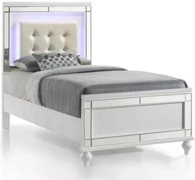 New Classic Furniture Furniture Valentine Solid Wood Twin Size Lighted Bed in White