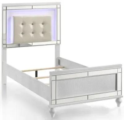 New Classic Furniture Furniture Valentine Solid Wood Twin Size Lighted Bed in White