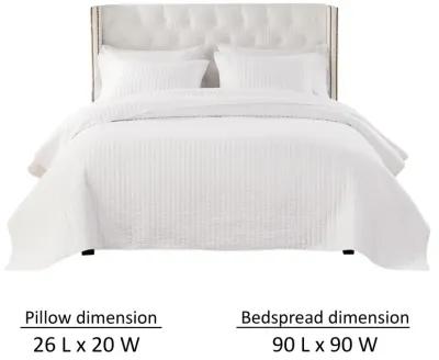 Xumi 3pc Full Queen Quilt and Pillow Sham Set, Channel Style Antique White