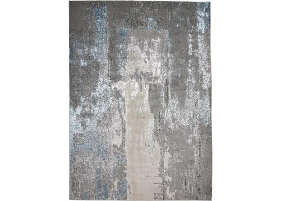 Azure 3406F Gray/Ivory/Blue 5' x 8' Rug