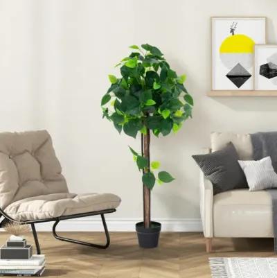 Hivvago 45 Inches Artificial Hydrangea Tree with Real Wood Trunk and Realistic Hydrangea Leaves