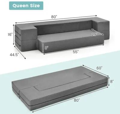 8 Inch Convertible Folding Sofa Bed with Washable Cover