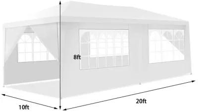 10 x 20 Feet 6 Sidewalls Canopy Tent with Carry Bag-White