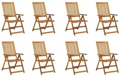 vidaXL Folding Patio Chairs with Cushions 8 pcs Solid Acacia Wood