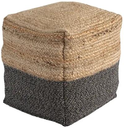 Handwoven Square Shaped Pouf with Zipper, Multicolor - Benzara