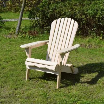 NorthbeamMerry Garden Foldable Wooden Adirondack Chair, Outdoor, Garden, Lawn, Deck Chair, Natural