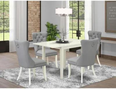 5 Piece Kitchen Set Consists of a Rectangle Dining Table with Dropleaf