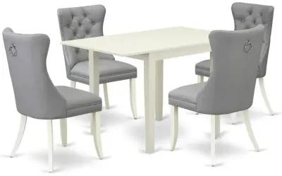 5 Piece Kitchen Set Consists of a Rectangle Dining Table with Dropleaf