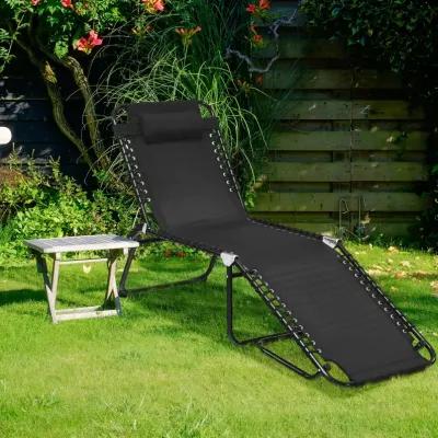 Folding Heightening Design Beach Lounge Chair with Pillow for Patio