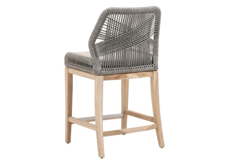 Loom Outdoor Counter Stool in Platinum