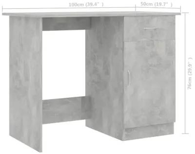 vidaXL Desk Concrete Gray 39.4"x19.7"x29.9" Chipboard, 801084