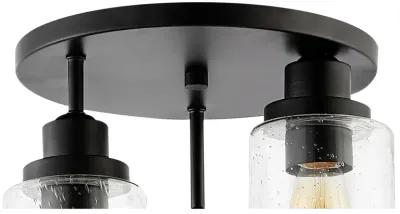 Jonah 3-Light Bohemian Farmhouse Iron/Seeded Glass LED Semi Flush Mount