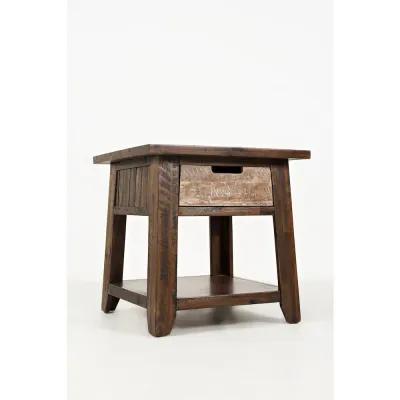 Jofran Painted Canyon Rustic Solid Acacia  End Table