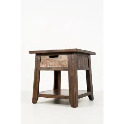 Jofran Painted Canyon Rustic Solid Acacia  End Table