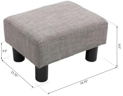 Gray Versatile Seat: 16" Linen Fabric Ottoman Cube Footrest