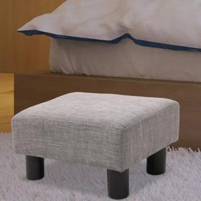 Gray Versatile Seat: 16" Linen Fabric Ottoman Cube Footrest