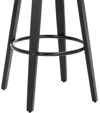 30 Inch Swivel Bar Stool, Wood and Vegan Faux Leather, Gray-Benzara