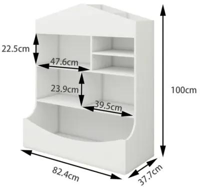 Multi-Functional Children's Bookcase in White, 7 Shelf Display Organizer