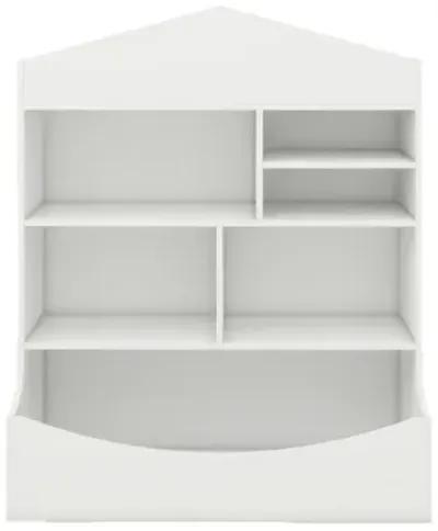 Multi-Functional Children's Bookcase in White, 7 Shelf Display Organizer