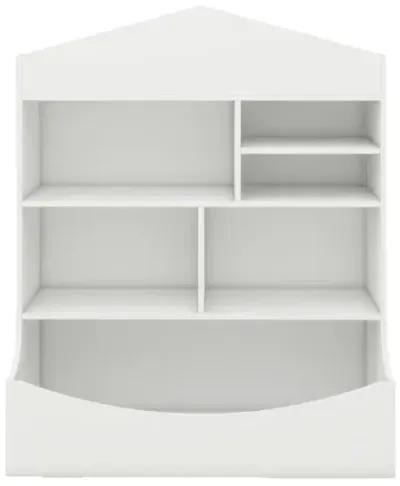 Multi-Functional Children's Bookcase in White, 7 Shelf Display Organizer