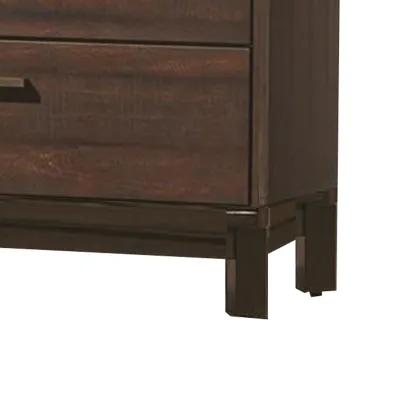 Wooden Chest with Five Drawers and Block Legs Support, Dark Brown-Benzara