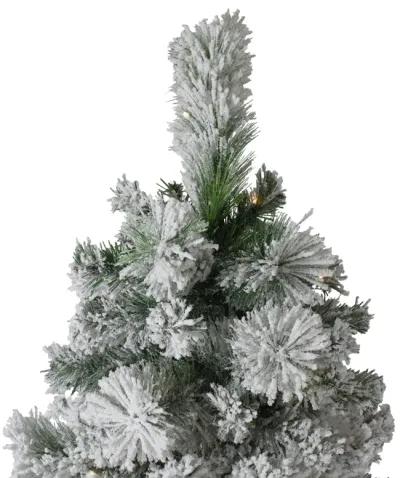 6.5' Pre-Lit Full Flocked Somerset Spruce Artificial Christmas Tree - Clear Lights