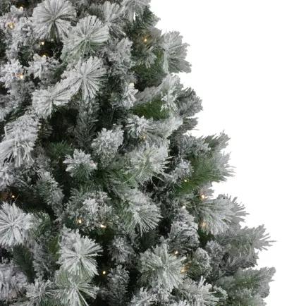 6.5' Pre-Lit Full Flocked Somerset Spruce Artificial Christmas Tree - Clear Lights