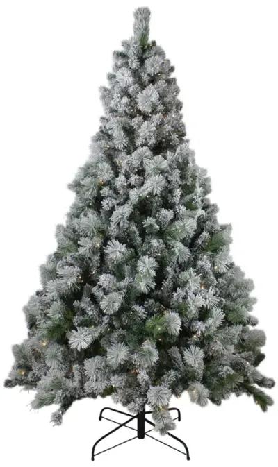 6.5' Pre-Lit Full Flocked Somerset Spruce Artificial Christmas Tree - Clear Lights