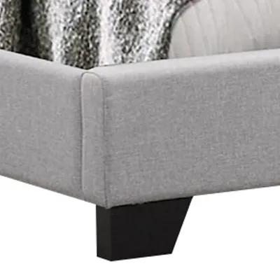 Lawrence Queen Size Bed, Wood Frame, Light Gray Button Tufted Upholstery - Benzara