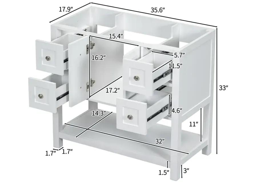 Modern Bathroom Vanity with Ample Storage, Solid Wood Frame, Soft-Close Hinge