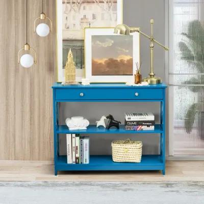 Console Table 3-Tier with Drawer and Storage Shelves