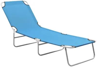 vidaXL Folding Sun Lounger Steel and Fabric Turquoise Blue