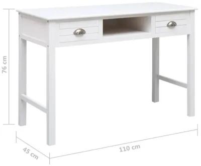 vidaXL Writing Desk White 43.3"x17.7"x29.9" Wood, 284155