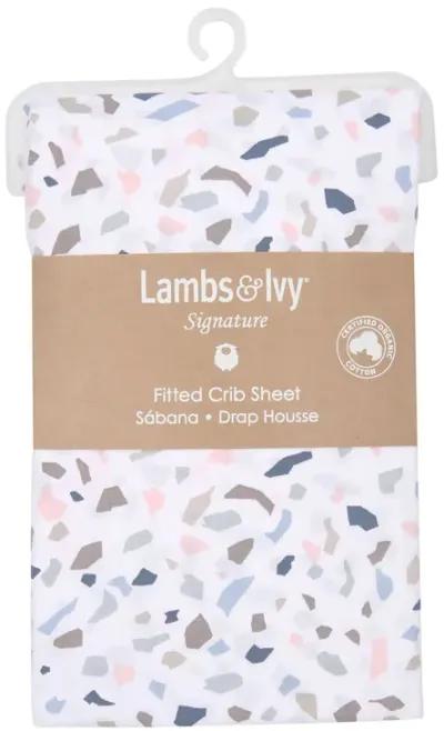 Lambs & Ivy Signature Terrazzo Abstract Organic Cotton Fitted Crib Sheet