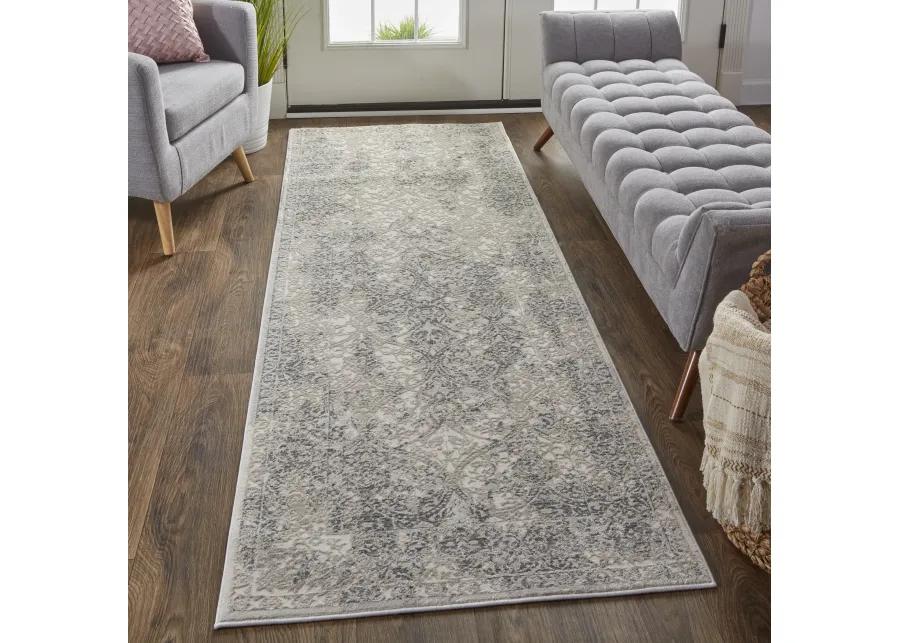 Prasad 3682F Ivory/Gray/Black 2'10" x 7'10" Rug