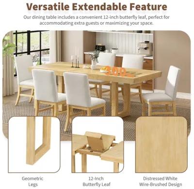 Merax Traditional  Extendable Dining Table Chairs Set