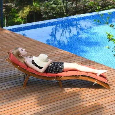 Hivvago Folding Patio Lounge Chair with Double-Sided Cushioned Seat