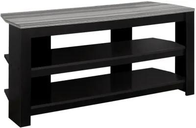 Monarch Specialties I 2564 Tv Stand, 42 Inch, Console, Media Entertainment Center, Storage Shelves, Living Room, Bedroom, Laminate, Black, Grey, Contemporary, Modern