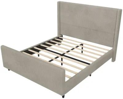 Merax High Headboard Corduroy Platform Bed Bedroom Furniture