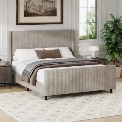 Merax High Headboard Corduroy Platform Bed Bedroom Furniture