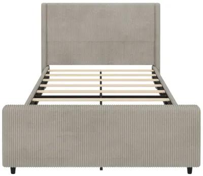 Merax High Headboard Corduroy Platform Bed Bedroom Furniture