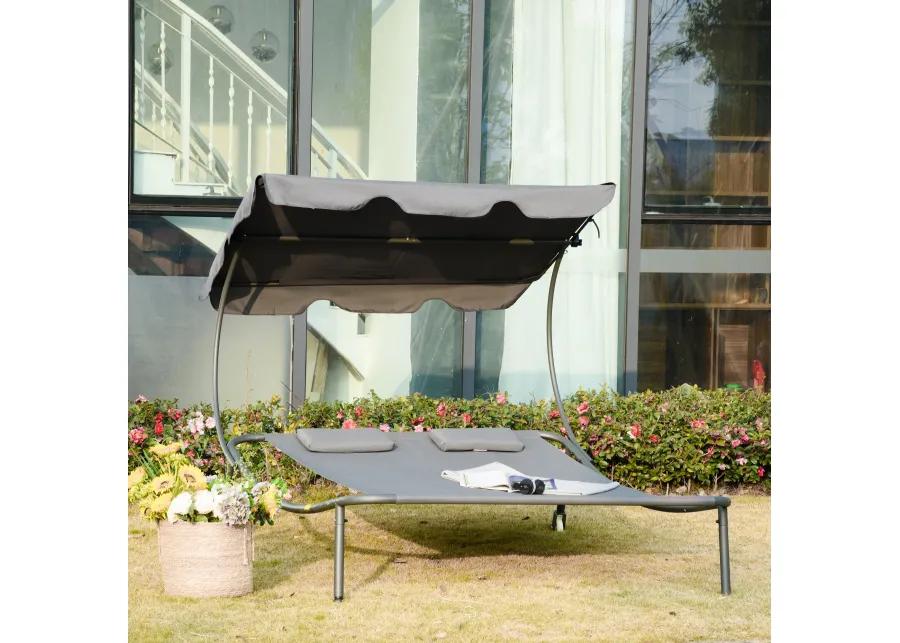 Adjustable Sun Bed: Wheeled Chaise Lounge with Canopy