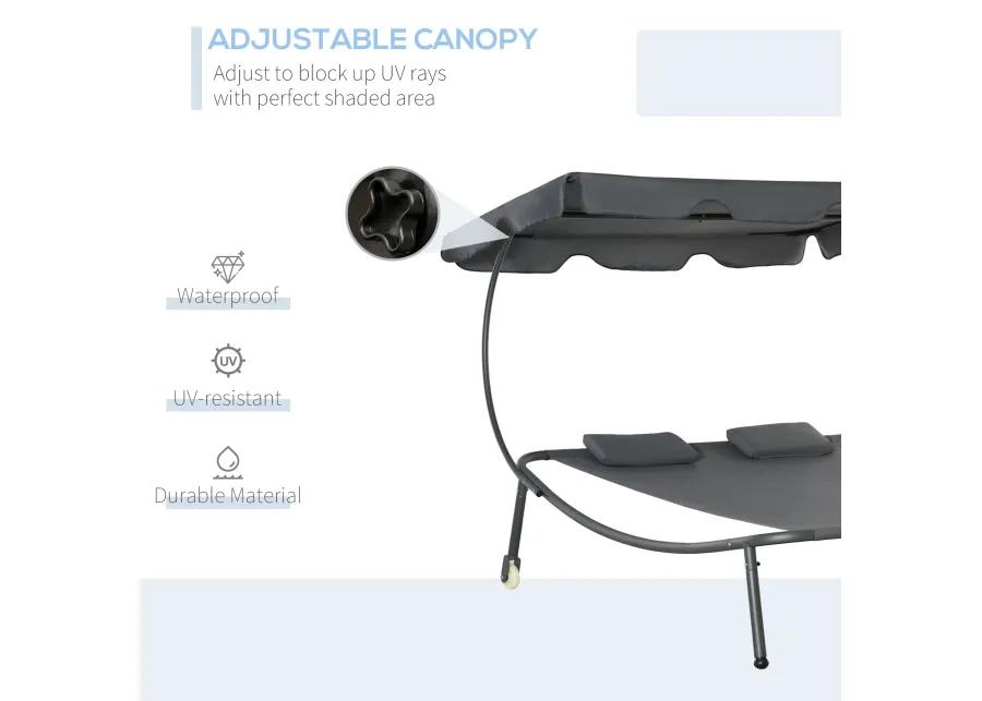 Adjustable Sun Bed: Wheeled Chaise Lounge with Canopy