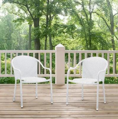 Crosley Furniture Palm Harbor 2Pc Outdoor Wicker Stackable Chair Set White - 2 Stackable Chairs