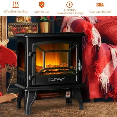 Freestanding Fireplace Heater with Realistic Dancing Flame Effect-Black