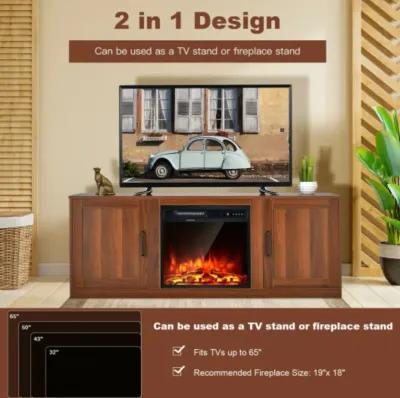 58 Inch TV Stand with 1500W Faux Fireplace for TVs up to 65 Inch